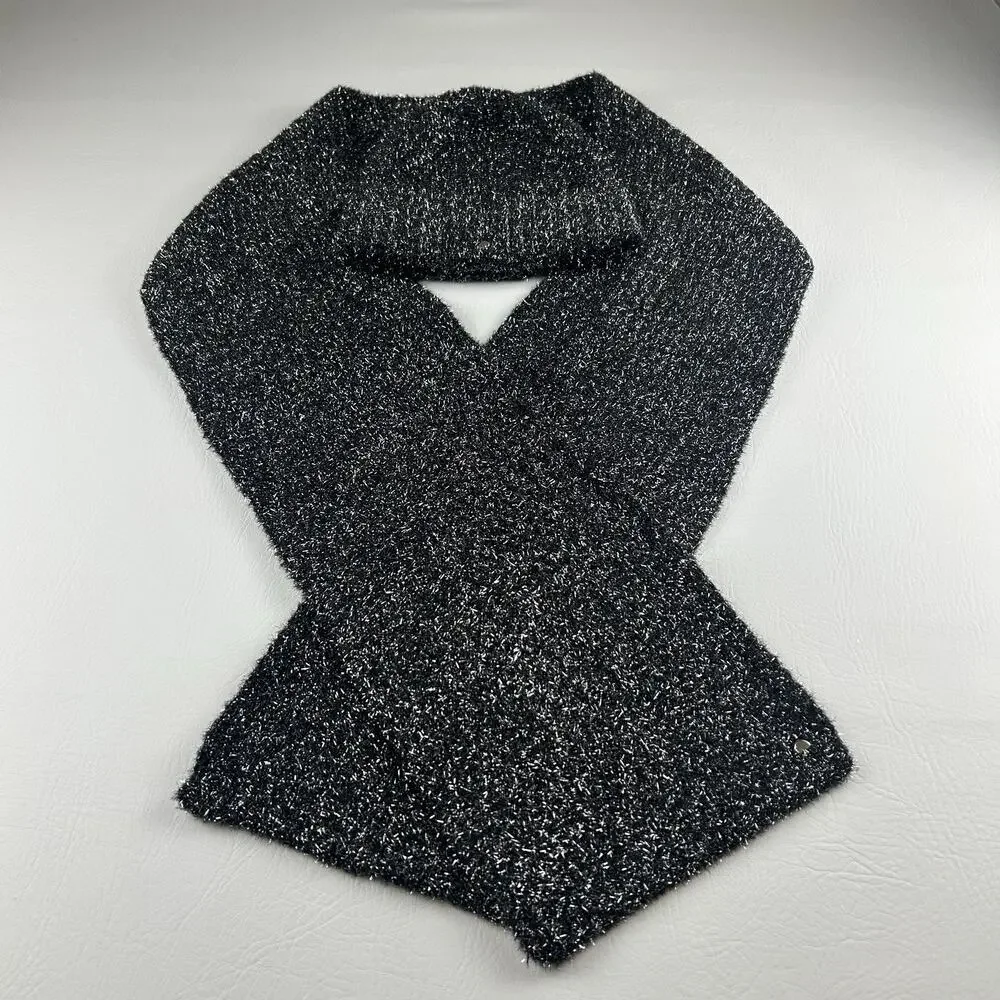 Kate Spade New York Black Metallic Knit Scarf and hat Women’s Soft Winter